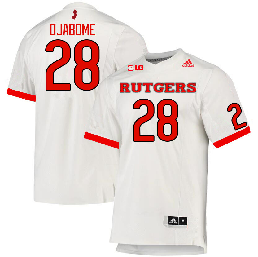 Men #28 Dariel Djabome Rutgers Scarlet Knights College Football Jerseys Stitched Sale-White - Click Image to Close